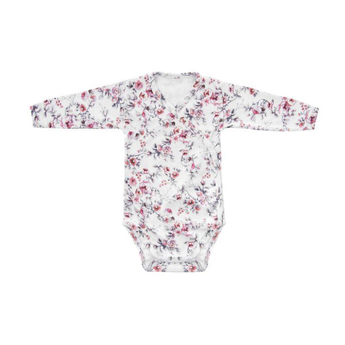 "Rose" Body rozpinane z długim rękawem Terjan - white rose