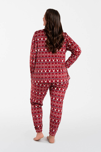 Polarowy Komplet Damski Islandia Italian Fashion - druk bordowy 