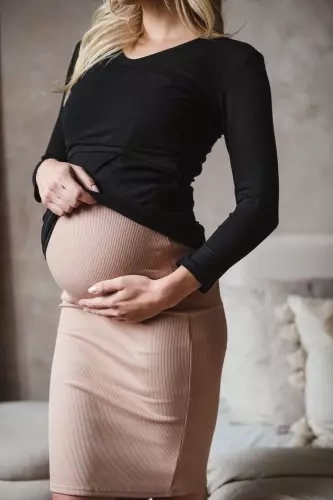 Bluzka do karmienia i ciążowa z dekoltem w serek Milk Shirt czarny