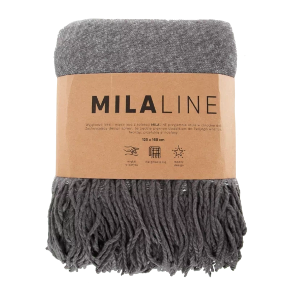 Koc pleciony z frędzlami Akryl 5 Eurofirany stalowy