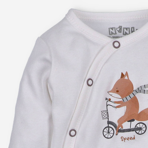 Body kopertowe z bawełny organicznej Cute Cars Nini ecru