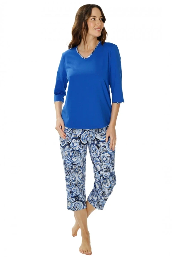 Piżama damska 86670 Irene Mewa niebieski druk