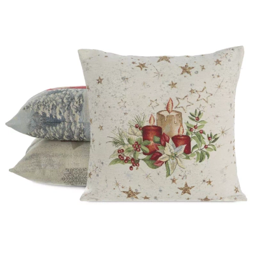 Poszewka świąteczna gobelinowa stroik Chp 1270 Eurofirany beżowy 