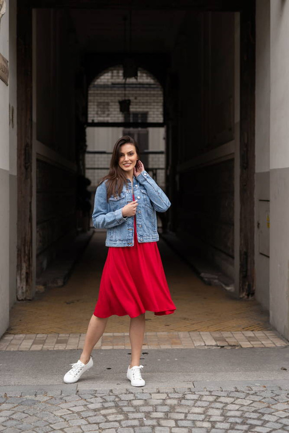 Sukienka ciążowa i do karmienia Mommy Chic Milk&Love karminowy