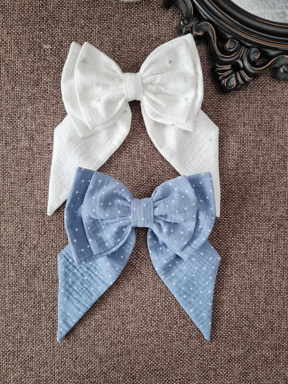 Muślinowa kokarda do włosów KMB16 Marija - biały