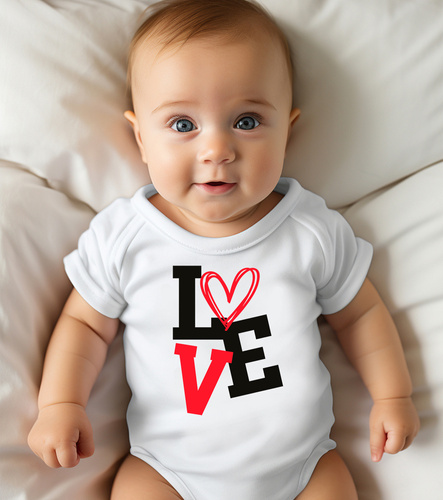 Body krótki rękaw "Walentynki 2024 Love" Moocha biały