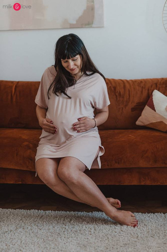 Bambusowa koszula nocna ciążowa i do karmienia Moon Milk&Love eukaliptus