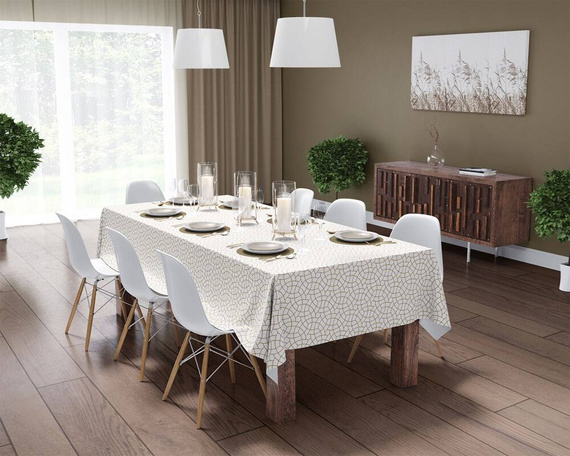 Obrus dekoracyjny 4137 A Panama 98 Detexpol złoty geometryczny