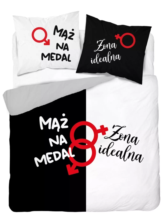 Detexpol Holland 5121 A pościel bawełniana mąż na medal / żona idealna- dwustronna, naturalna, 100% bawełna