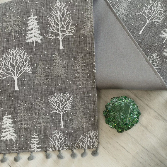 Bieżnik świąteczny Zimowa magia Markizeta szary