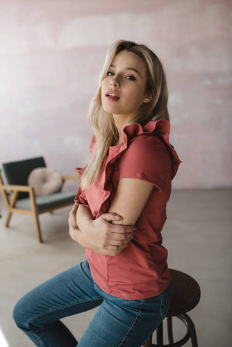 Bluzka do karmienia Milky Waves z krótkim rękawem Milk&Love dusty cedar