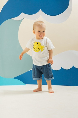 T-shirt "LITTLE FISH" z krótkim rękawkiem Pinokio ecru 