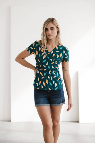 Bluzka do karmienia i ciążowa Milk Bar Milk&Love turkusowy w listki