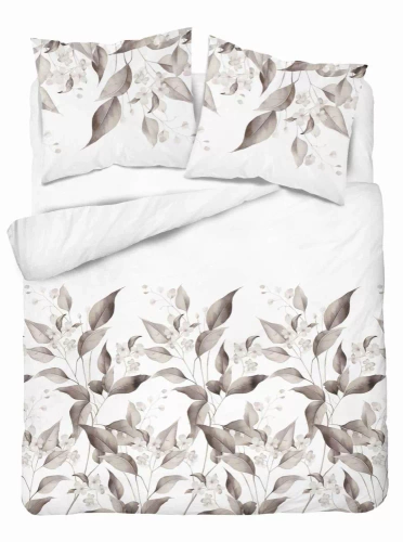 Pościel satynowa liście 5326 B Detexpol beż 