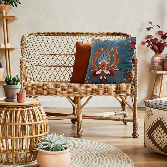 Poszewka dekoracyjna Len 11 z nadrukiem Eurofirany turkusowy