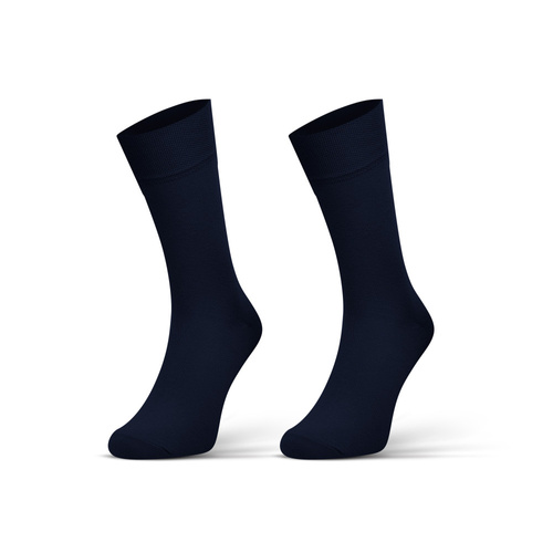 Classic Skarpety męskie klasyczne garniturowe Sesto Senso granatowy gładki