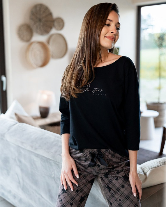 Sensis Piżama damska Reach For The Stars - czarny-brązowy