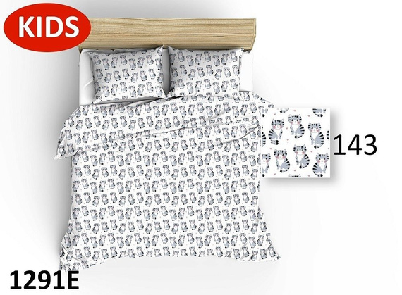 Pościel bawełniana 1288E koniki kwiatki biały