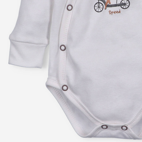 Body kopertowe z bawełny organicznej Cute Cars Nini ecru