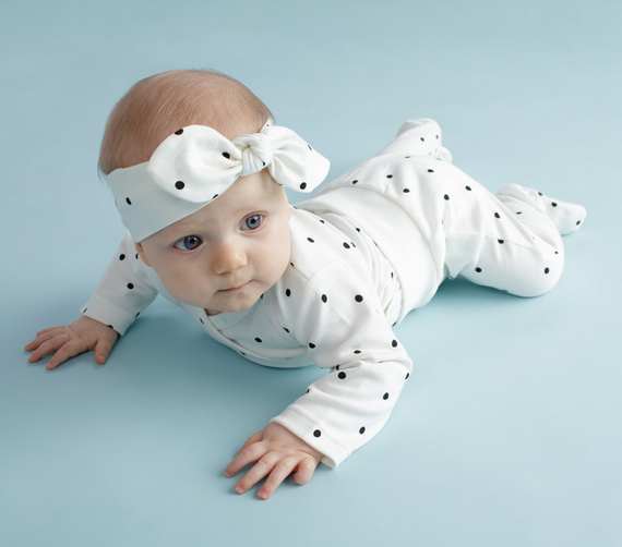 Opaska dziewczęca Tres Bien Pinokio - ecru groszki