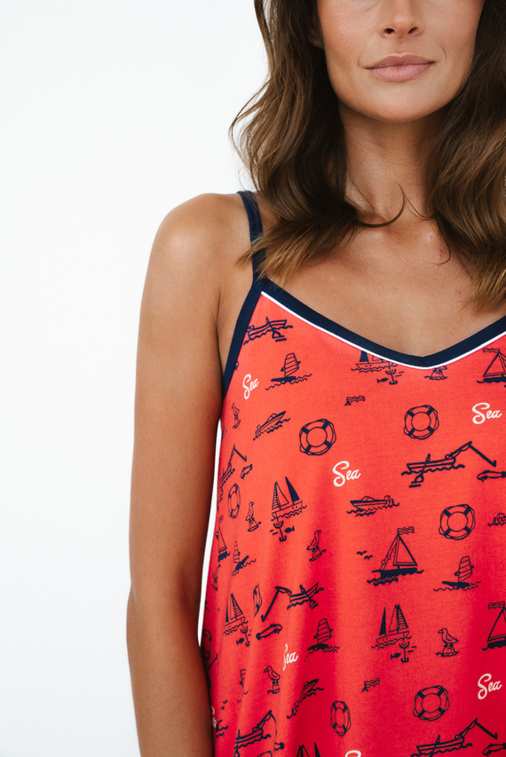 Piżama Damska wąskie ramiączko, spodenki Marina Italian Fashion - czerwony