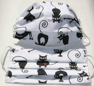 Maseczka dwuwarstwowa 998E Karo - 51N kotki czarne