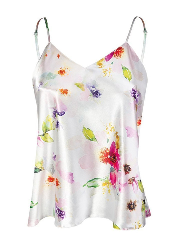 Top damski, wąskie ramiączko Flowers DK-TK DKaren - biały 010