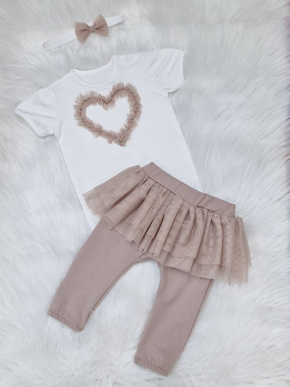 Body z krótkim rękawem Mia Bambarillo beżowe serce