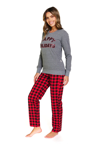 Doctor Nap 7343 – piżama damska bawełniana Dark Grey z nadrukiem