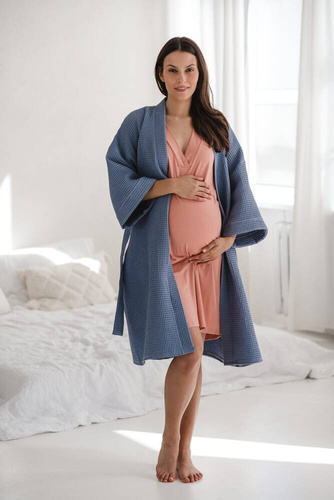 Bambusowa koszula nocna ciążowa i do karmienia Moon Milk&Love herbaciana róża