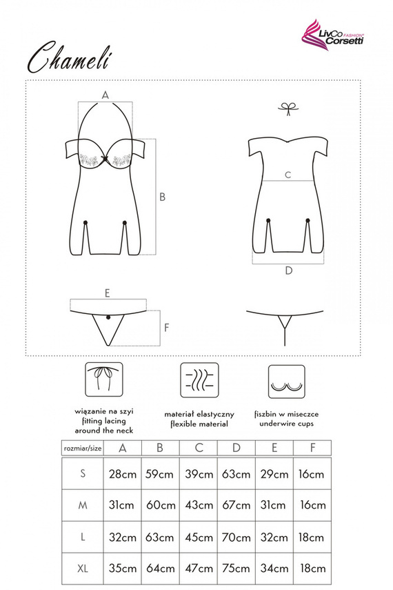 Komplet, koszulka + stringi Chameli LC 13425 LivCo Corsetti Fashion