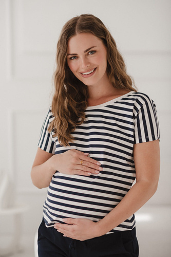 Bluzka Two Ways — ciążowa i do karmienia, dwustronna, krótki rękaw Milk&Love granatowy 