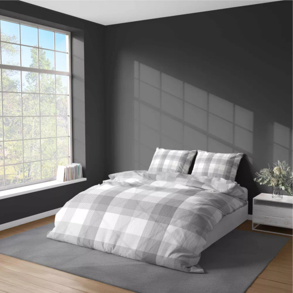 Pościel z mikrofibry kratka 5040 A Detexpol szary