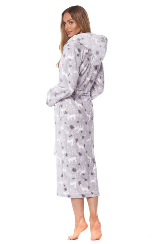 Długi Szlafrok Damski 2126 Winter L&L - grafit 