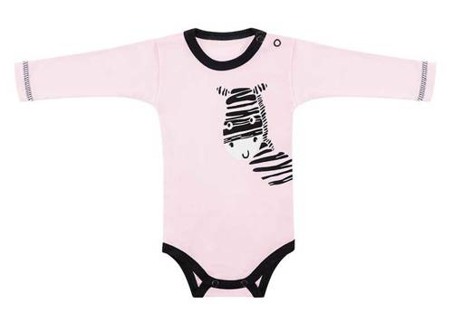"Zebra" Body z długim rękawem Terjan - różowy