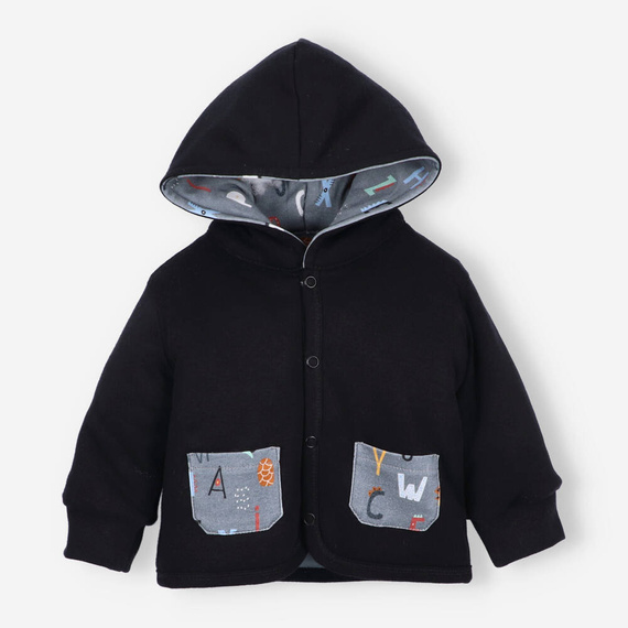 Kurtka niemowlęca z bawełny organicznej Alfabet Nini czarny