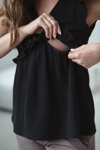 Bluzka ciążowa i do karmienia Milky Butterfly z bawełny Milk&Love czarny 