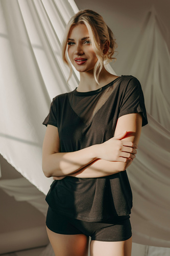 Bluzka damska bambusowa Cora Teyli - czarny