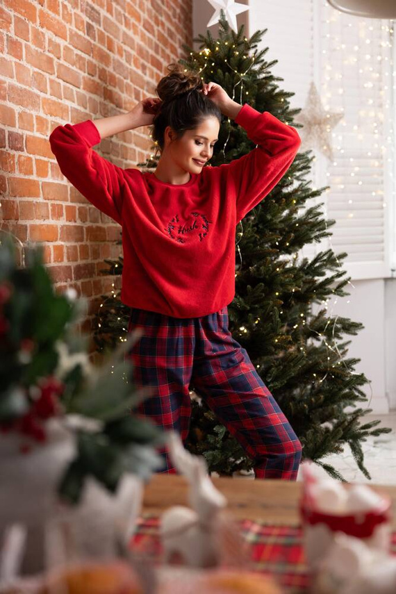 Piżama damska Cordelia Sensis -granatowy-czerwony