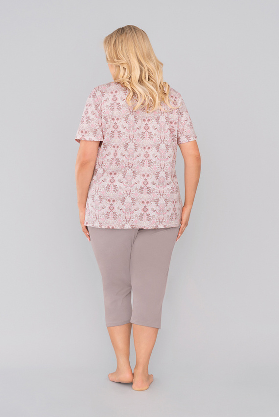 Piżama Damska krótki rękaw, 3/4 spodnie Kalmia Italian Fashion- druk