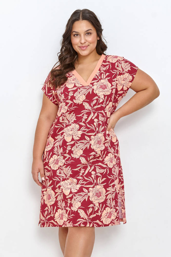 Koszula Nocna 2890, 2926 Blossom Taro- bordowy pudrowy