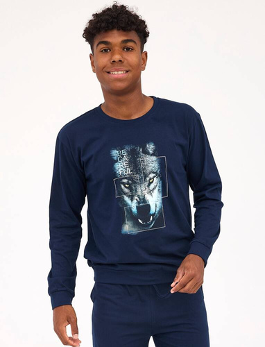 Piżama F&Y Boy młodzieżowa 998/50 Wolf Cornette granatowy