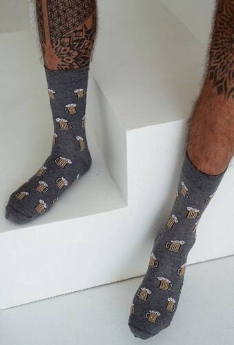 0125-088 Kufle Piwa Skarpety Męskie Milena - szary melanż