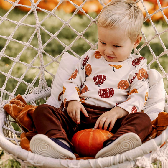 Eevi Body niemowlęce Halloween – bawełna, dynie, ecru