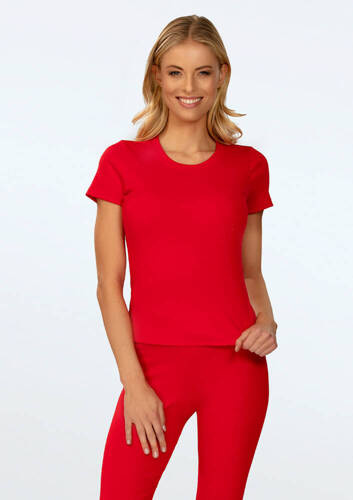 Bluzka damska prążkowana Halima Dkaren - czerwony