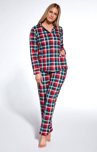 Cornette Piżama damska rozpinana 482/369 Roxy - granatowy-czerwony