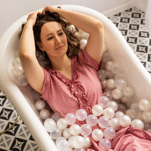 Koszula Nocna ciążowa i do karmienia Linda  Eevi- różowa w serca