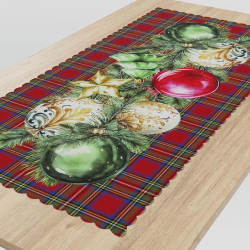 Bieżnik świąteczny Bombki Markizeta czerwony 