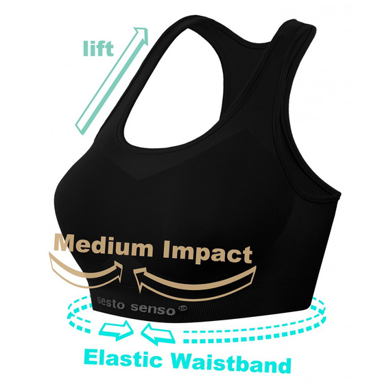 Biustonosz sportowy top CL14 Sesto Senzo czarny