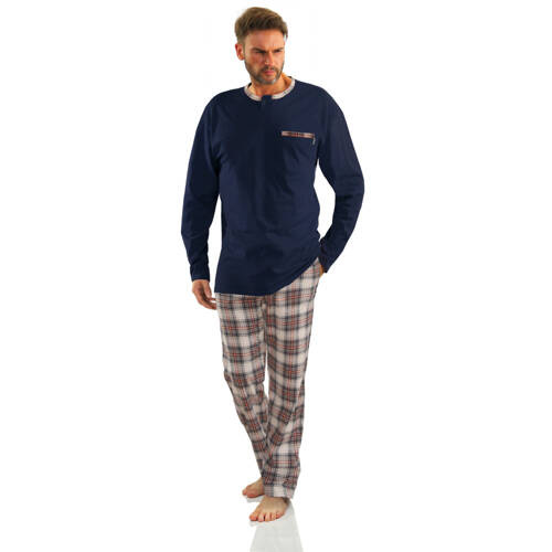 Bawełniana piżama męska z długim rękawem 2576/26 Jasiek Sesto Senso - granatowy
